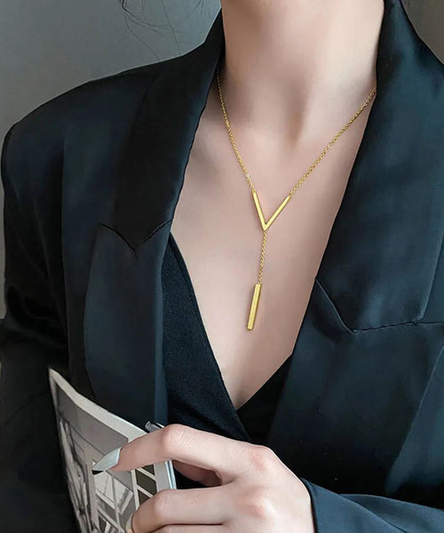 V-Shaped New Gold Clavicle Colour Chain Long Neckla Sexy FashionChic