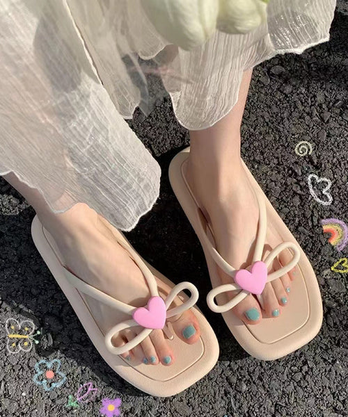 New Versatile Apricot Heart Decorated Flip Flops AA008 shoe-CS240815