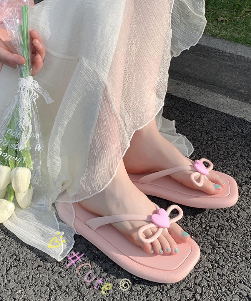 New Versatile Apricot Heart Decorated Flip Flops AA008 shoe-CS240815