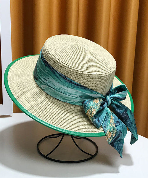 Hat Sun New Floppy Bow White Versatile Woven Straw FashionChic
