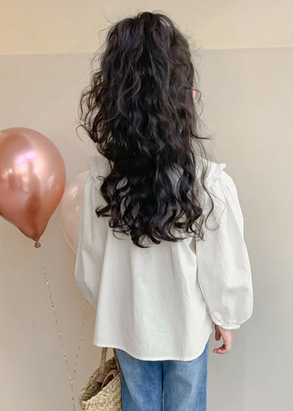 New White Button Solid Cotton Kids Girls Shirts Spring YU1038 WS-RCTZ-LTP240529