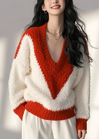 Tops Cozy Patchwork Fluffy White New Spring Knit FashionChic