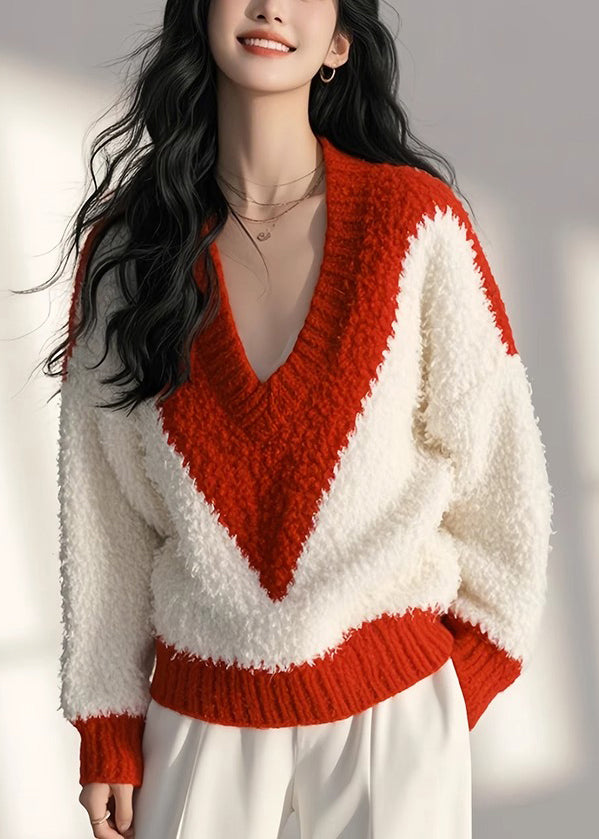 Tops Cozy Patchwork Fluffy White New Spring Knit FashionChic