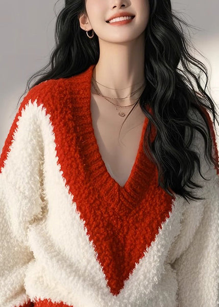 Tops Cozy Patchwork Fluffy White New Spring Knit FashionChic