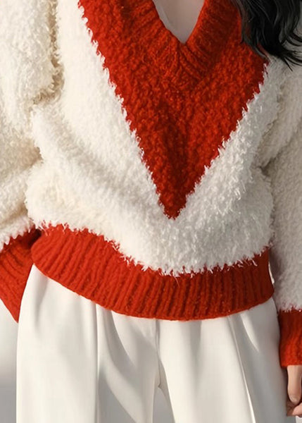 Tops Cozy Patchwork Fluffy White New Spring Knit FashionChic