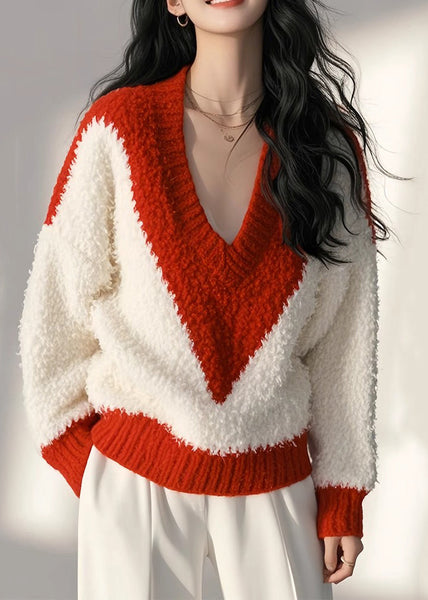 Tops Cozy Patchwork Fluffy White New Spring Knit FashionChic