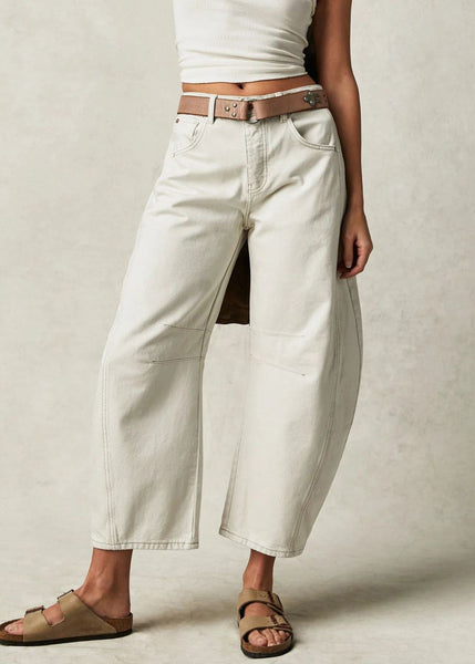 Pants Patchwork New Waist High Denim White Crop FashionChic