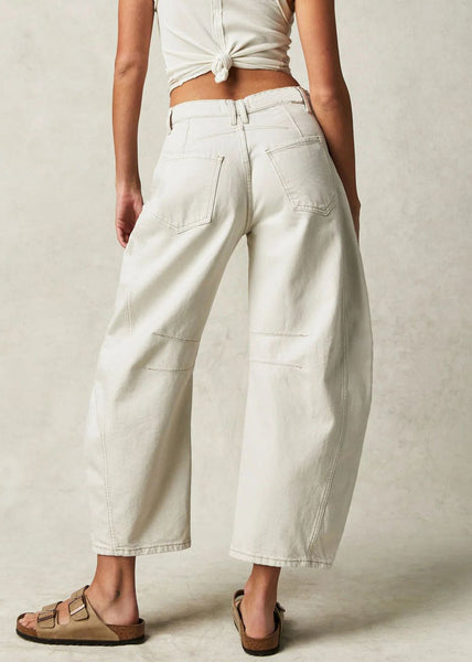 Pants Patchwork New Waist High Denim White Crop FashionChic