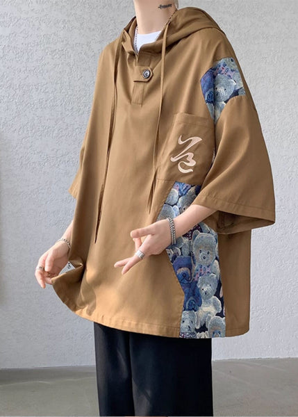 T Hooded White Summer Cotton Patchwork Mens Shirt Designer New FashionChic