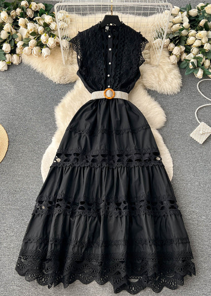 New White Lace Hollow Out Cotton Dress Sleeveless TR032 ZS-SDL240730