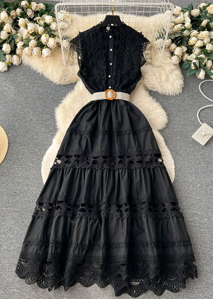 New White Lace Hollow Out Cotton Dress Sleeveless TR032 ZS-SDL240730