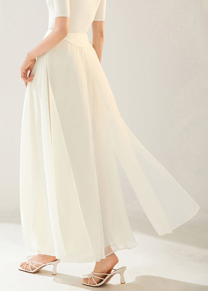 New White Layered Side Open Solid Organza Skirt Summer AM1007 Genistyle Shop