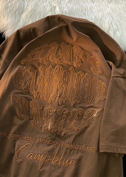 White Mens Shirt New Embroideried T Letter Cotton Designer Summer FashionChic