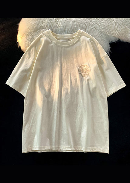 White Mens Shirt New Embroideried T Letter Cotton Designer Summer FashionChic