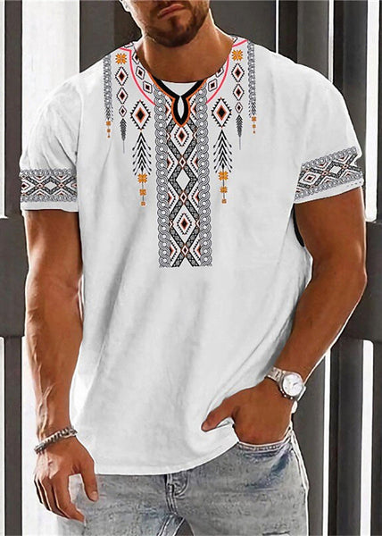 White Neck O Cotton New Men Print Shirt Summer T FashionChic