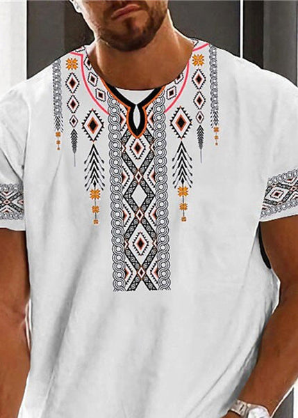 White Neck O Cotton New Men Print Shirt Summer T FashionChic