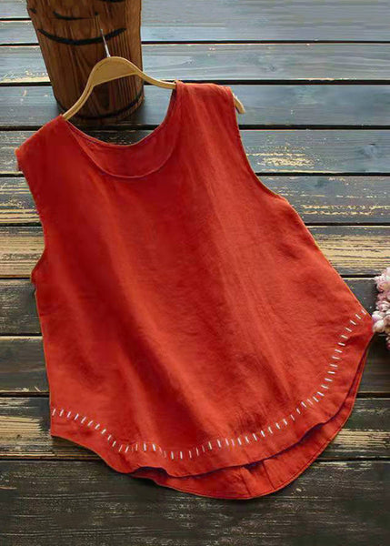 New White O Neck Solid Cotton Tank Sleeveless FF049 MZF-VTP240607