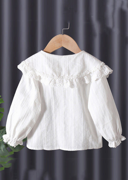 New White Peter Pan Collar Button Cotton Baby Blouse Flare Sleeve YU1029 WS-RCTZ-LTP240529