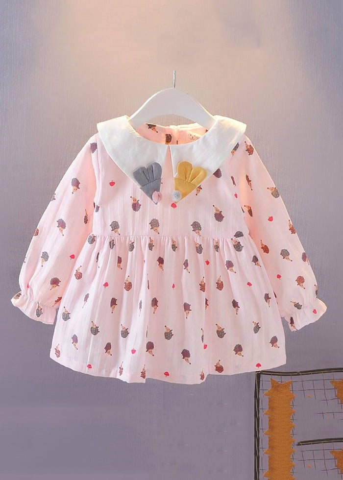 New White Peter Pan Collar Print Cotton Baby Dresses Long Dress XZ092 FALL-MM-RCTZ-FDGM240618