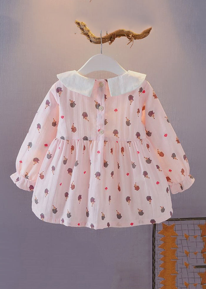 New White Peter Pan Collar Print Cotton Baby Dresses Long Dress XZ092 FALL-MM-RCTZ-FDGM240618