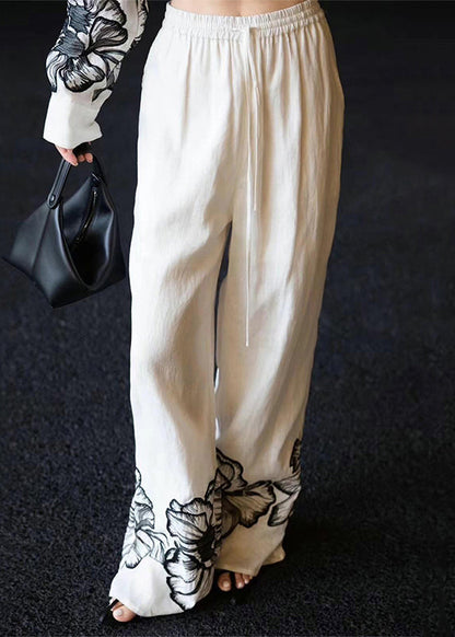 Pan Print Fall Collar White Peter Linen Piece Set Two New FashionChic