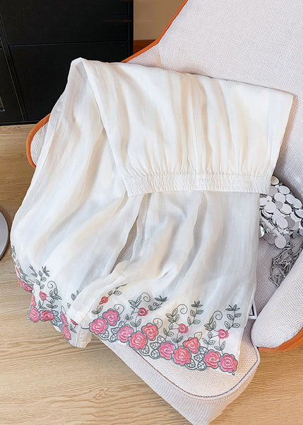 White Pants Crop New Linen Pockets Waist Elastic FashionChic
