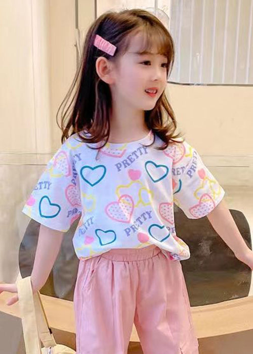 New White Print Cozy Cotton Kids T Shirt Short Sleeve YU1032 WS-RCTZ-STP240529