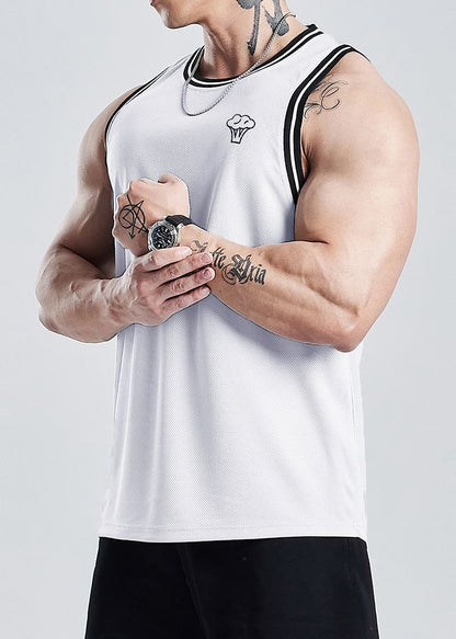 Summer Out New Hollow Tank White Cotton Print Mens FashionChic