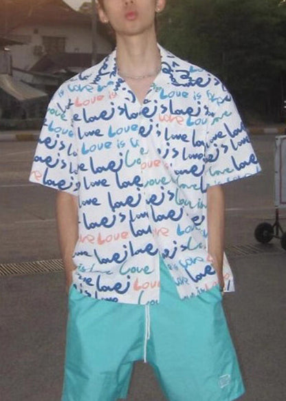 Print White Mens Shirts New Pockets Cotton Summer FashionChic