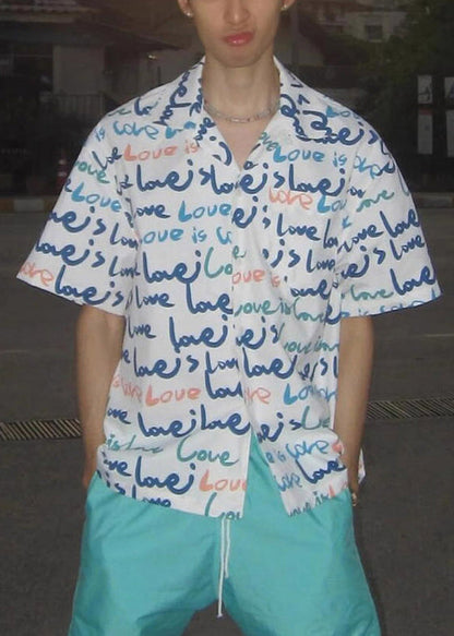 Print White Mens Shirts New Pockets Cotton Summer FashionChic