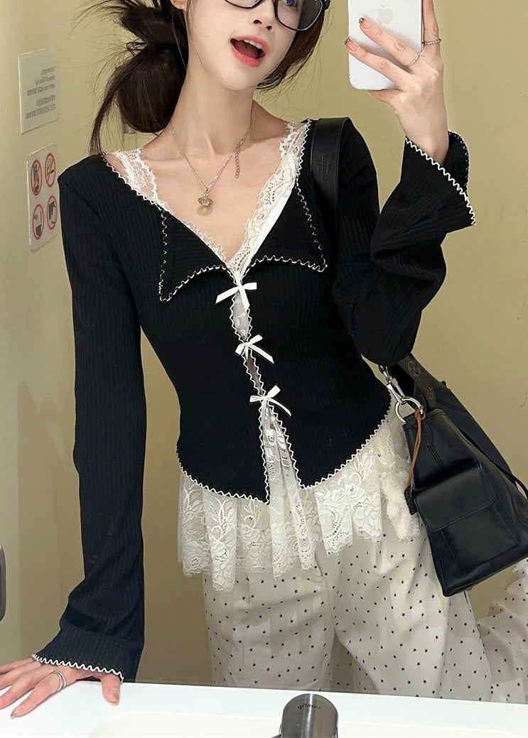 And Tank V Two Knit Pieces Set Neck Cardigans Lace White New FashionChic
