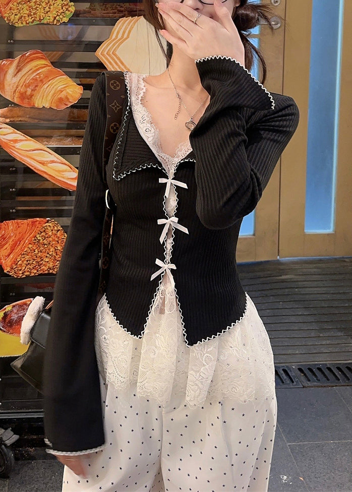 And Tank V Two Knit Pieces Set Neck Cardigans Lace White New FashionChic