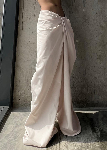 New White Wrinkled High Waist Cotton Pants Summer PP022 OM-NZ240827