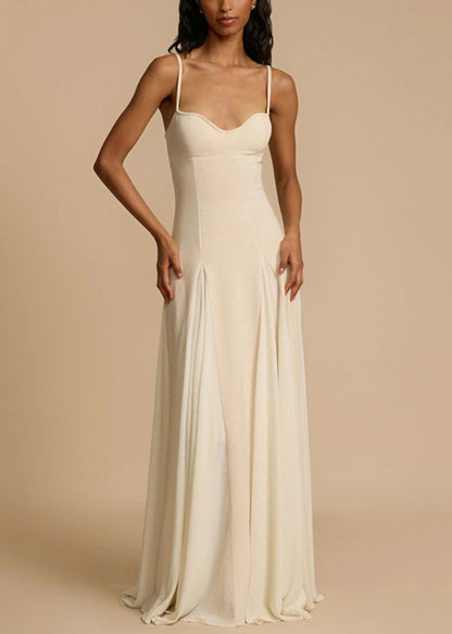 Dress Strap Cold New Spaghetti Shoulder Zippered White Cotton FashionChic