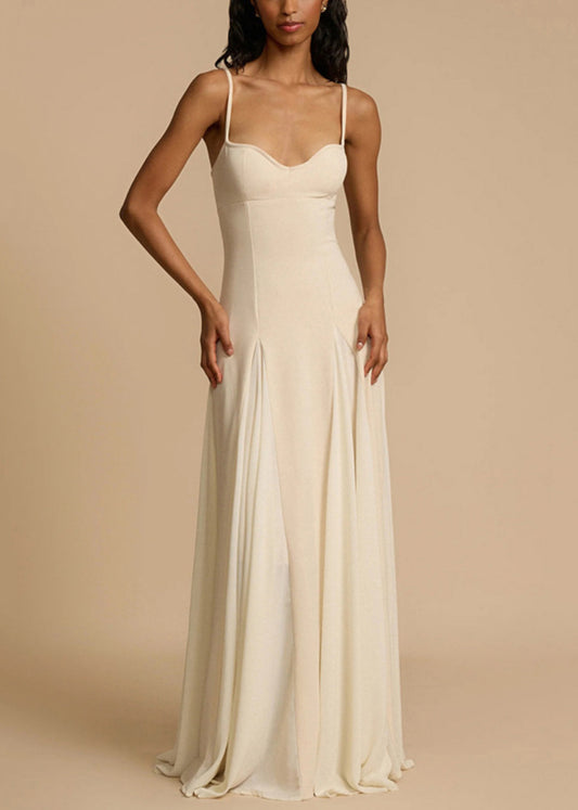 Dress Strap Cold New Spaghetti Shoulder Zippered White Cotton FashionChic