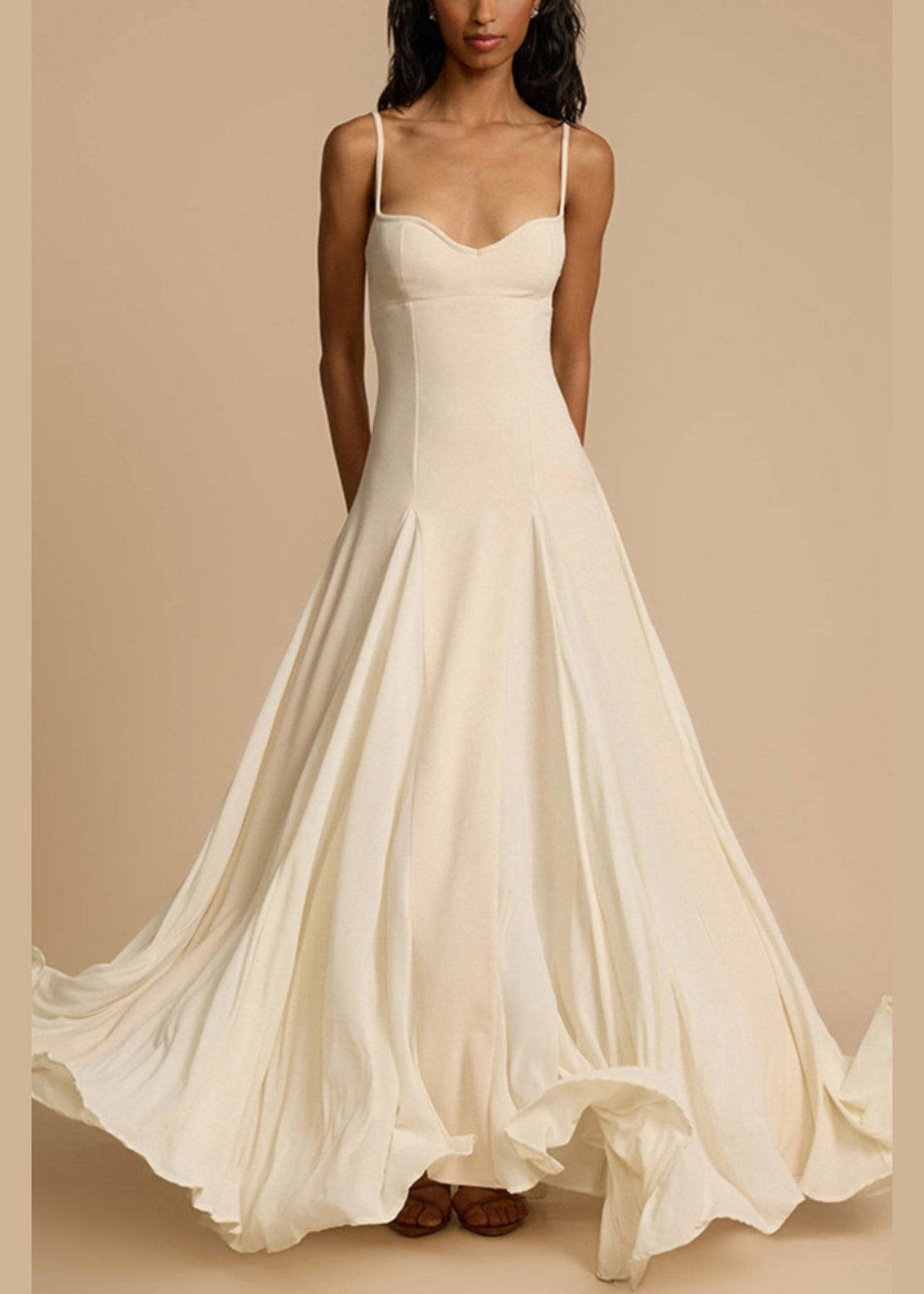 Dress Strap Cold New Spaghetti Shoulder Zippered White Cotton FashionChic