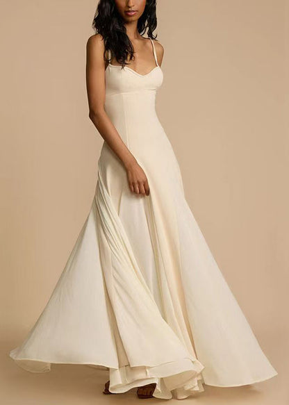 Dress Strap Cold New Spaghetti Shoulder Zippered White Cotton FashionChic