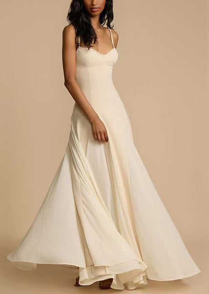 Dress Strap Cold New Spaghetti Shoulder Zippered White Cotton FashionChic