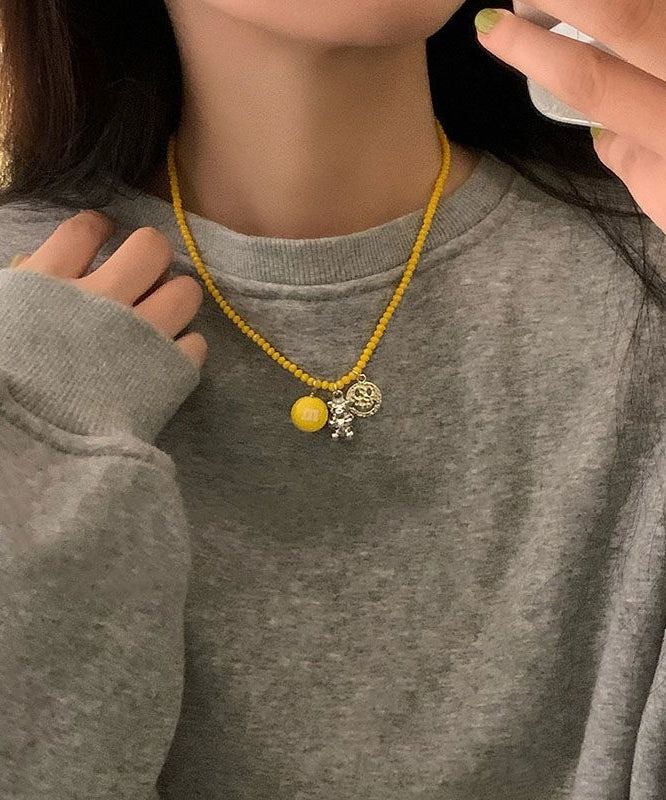 New Yellow Character Little Bea Beading Pendant Necklace RA028 ABC
