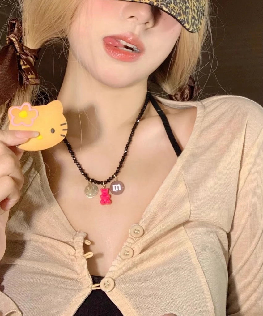 New Yellow Character Little Bea Beading Pendant Necklace RA028 ABC