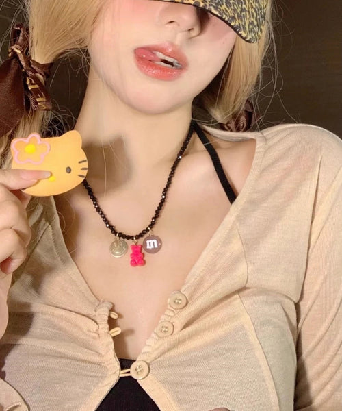 New Yellow Character Little Bea Beading Pendant Necklace RA028 ABC