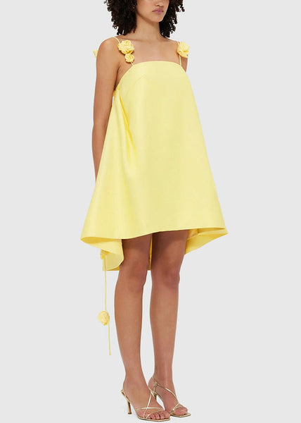 Yellow Flower Vacation Women's New Dress Decorated FashionChic