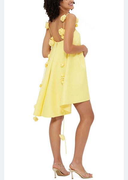 Yellow Flower Vacation Women's New Dress Decorated FashionChic