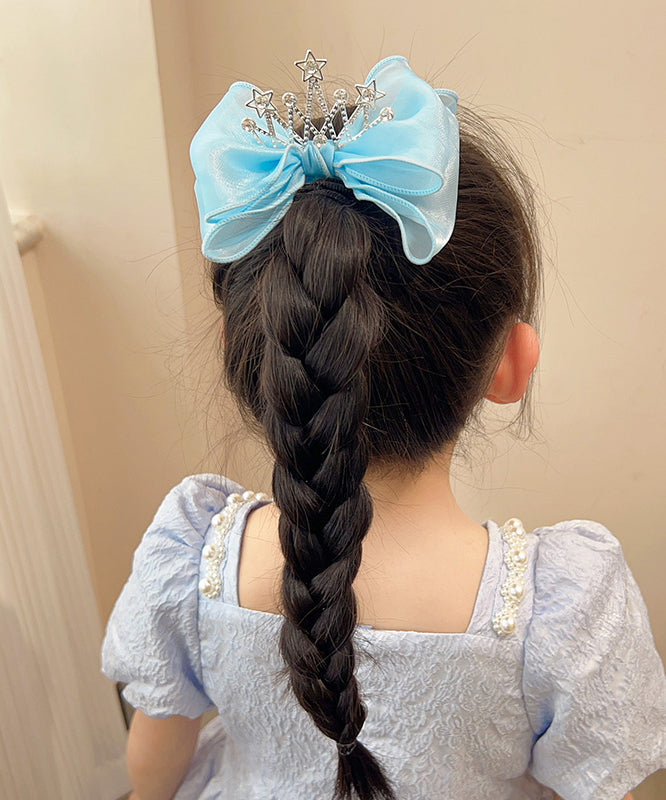 Novelty Blue Alloy Zircon Tulle Bow Crow Girls Hairpin YG038 ABC