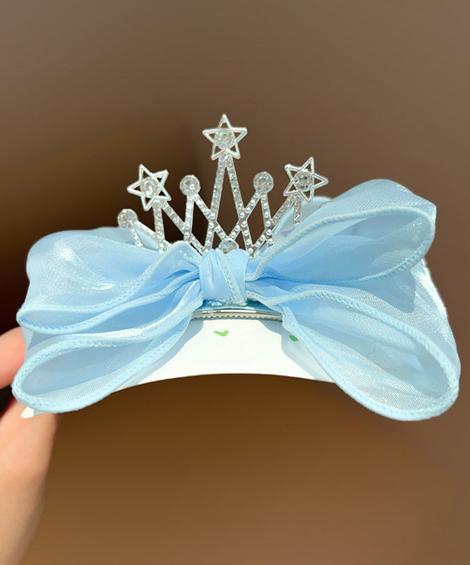 Novelty Blue Alloy Zircon Tulle Bow Crow Girls Hairpin YG038 ABC
