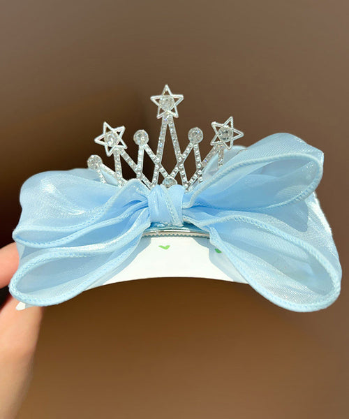 Novelty Blue Alloy Zircon Tulle Bow Crow Girls Hairpin YG038 ABC