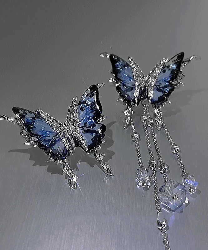 Butterfly Copper Novelty Tassel Blue Alloy Resin Crystal FashionChic