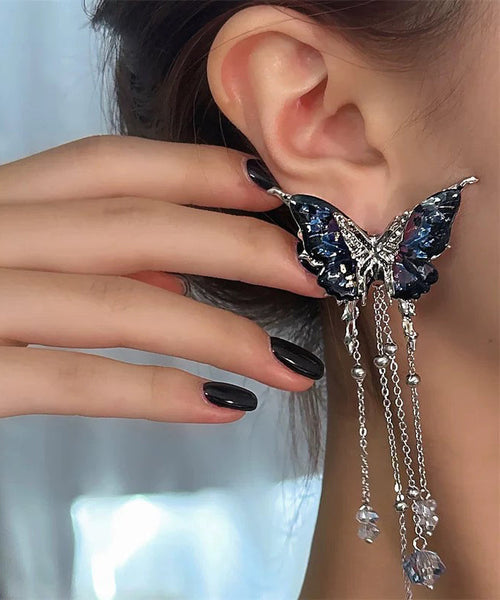 Butterfly Copper Novelty Tassel Blue Alloy Resin Crystal FashionChic