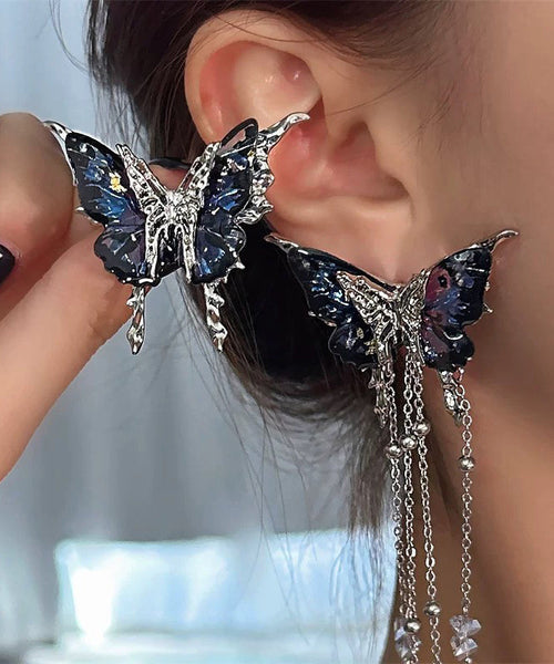Butterfly Copper Novelty Tassel Blue Alloy Resin Crystal FashionChic