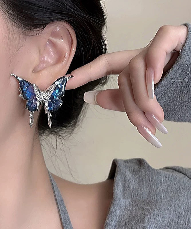 Butterfly Copper Novelty Tassel Blue Alloy Resin Crystal FashionChic